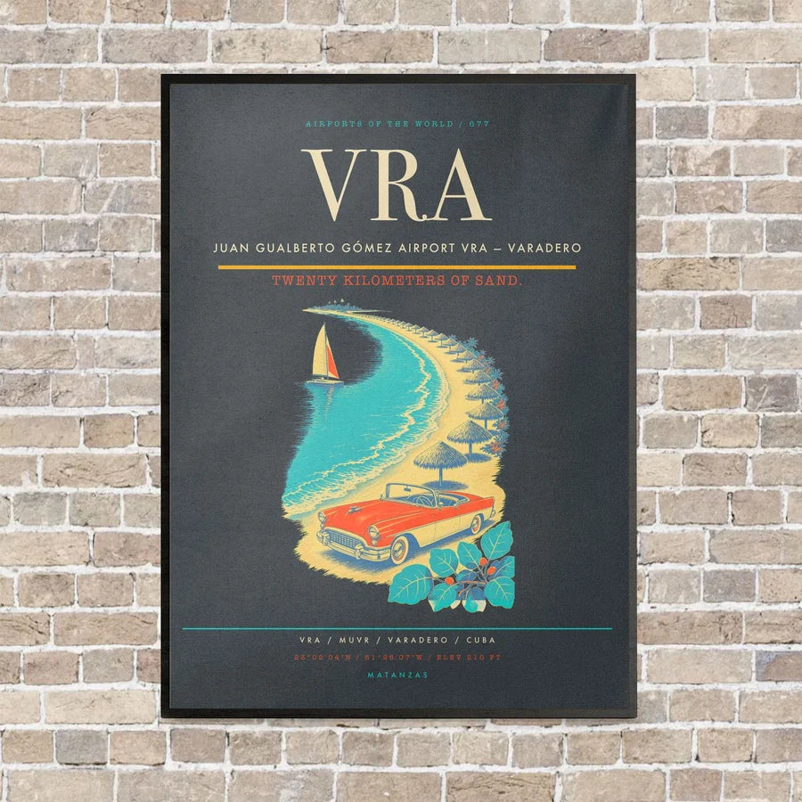 Juan Gualberto Gómez Airport VRA — Varadero vertical canvas print - framed - gray background