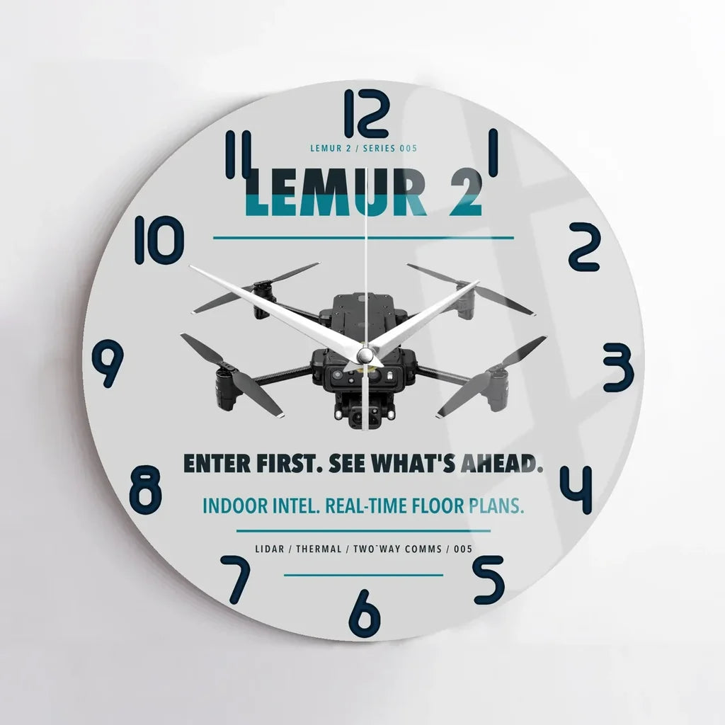 BRINC LEMUR 2 design on light gray no frame wall clock