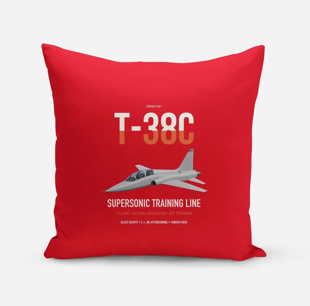 T-38C Talon design on red pillow