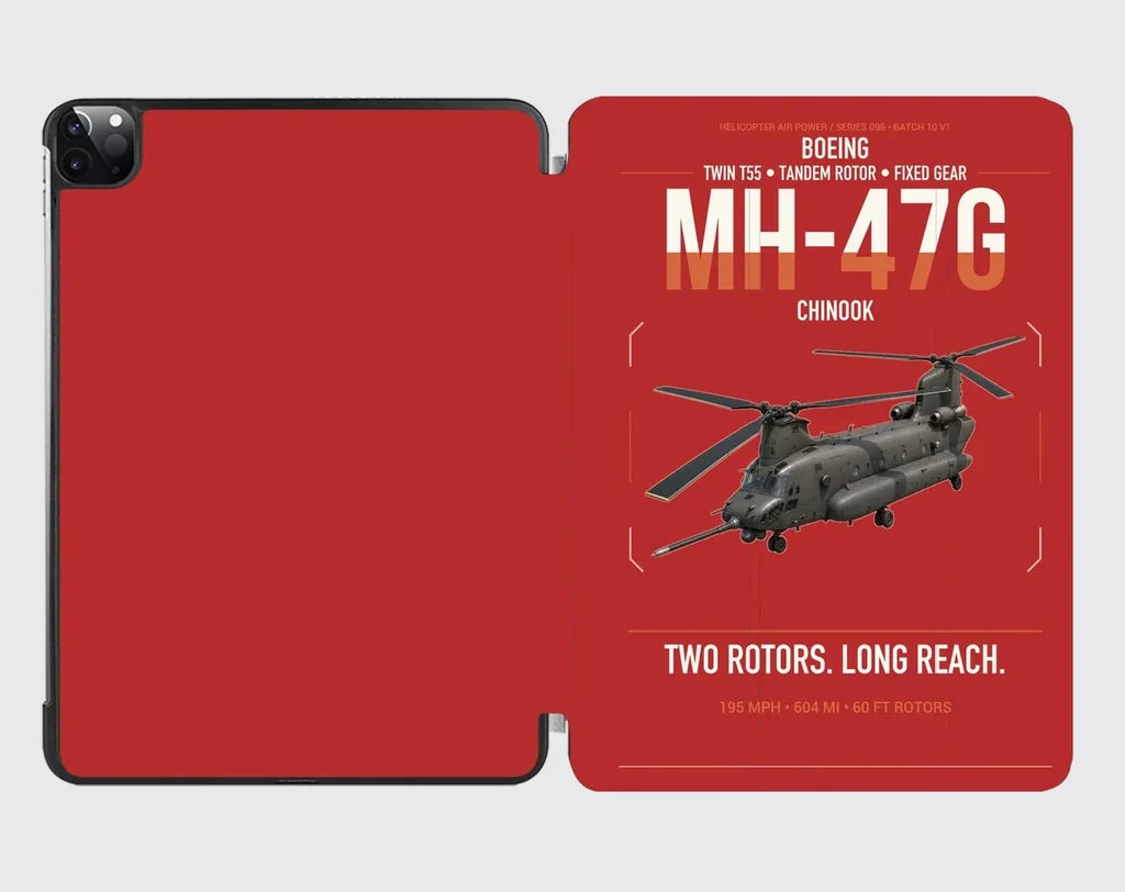 Boeing MH-47G Chinook design on red ipad tablet case