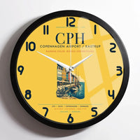 Thumbnail for Copenhagen Airport Kastrup (CPH) design on yellow framed wall clock
