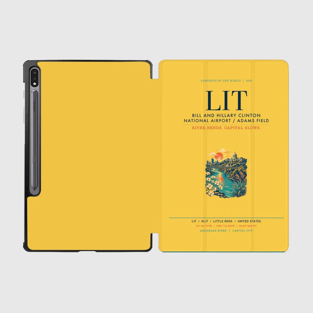 Bill and Hillary Clinton National Airport (LIT) design on yellow samsung tablet tablet case
