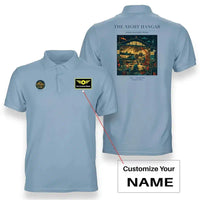 Thumbnail for VINTAGE G4049 - The Night Hangar - Double-Side Polo T-Shirt design on lightblue+name