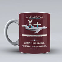 Thumbnail for Cessna Citation X+ design on dark red ceramic mug, double-side print