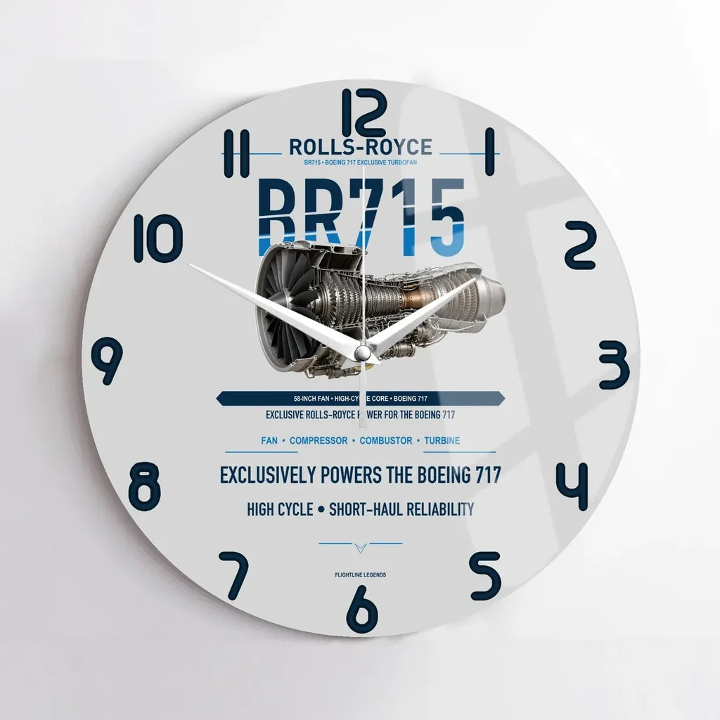 BR715 design on light gray no frame wall clock
