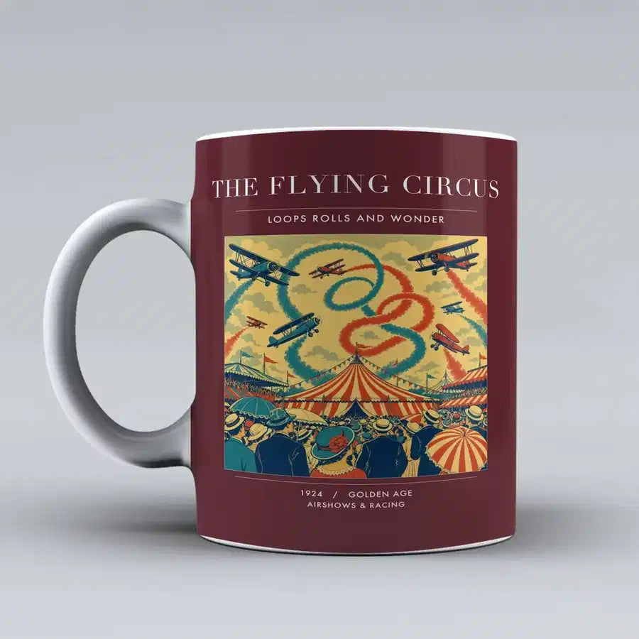 VINTAGE G4026 - The Flying Circus - Ceramic Mug design on darkred