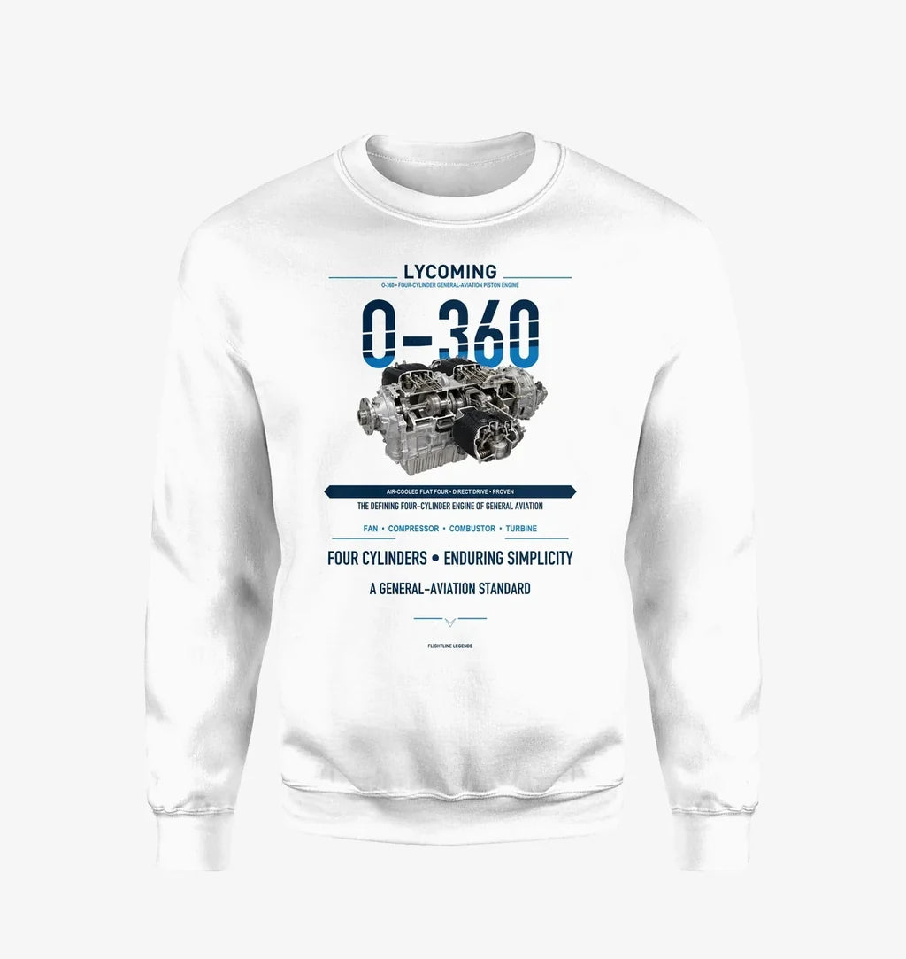 O-360 design on white sweatshirt
