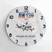 Thumbnail for Leonardo AW139 design on light gray no frame wall clock