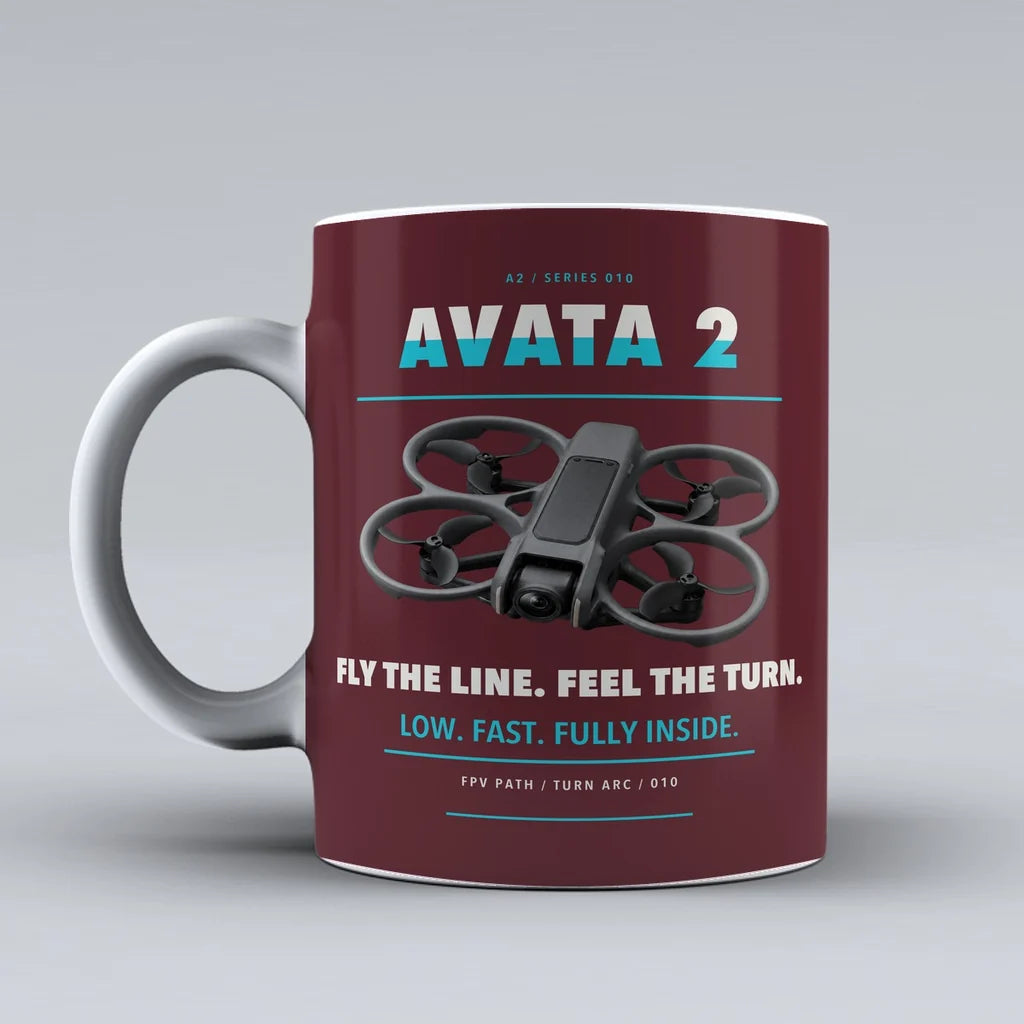 Avata 2 Mug design on dark red dji