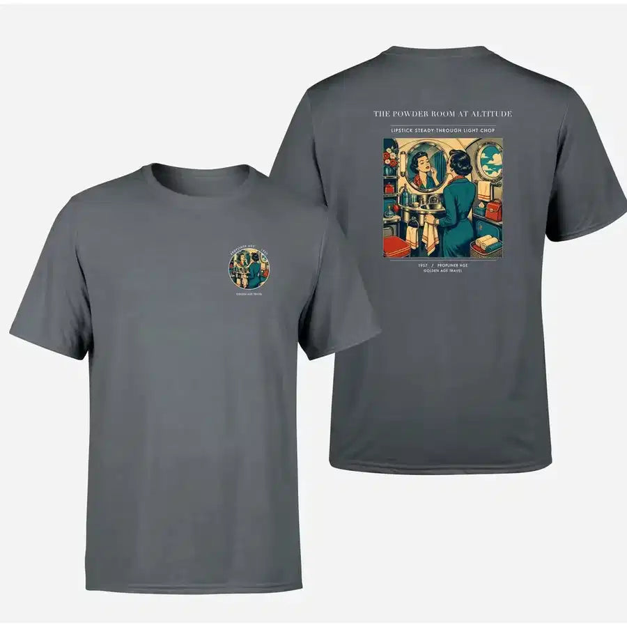 VINTAGE G4305 - The Powder Room At Altitude - Double-Side T-Shirt design on gray double side t shirt