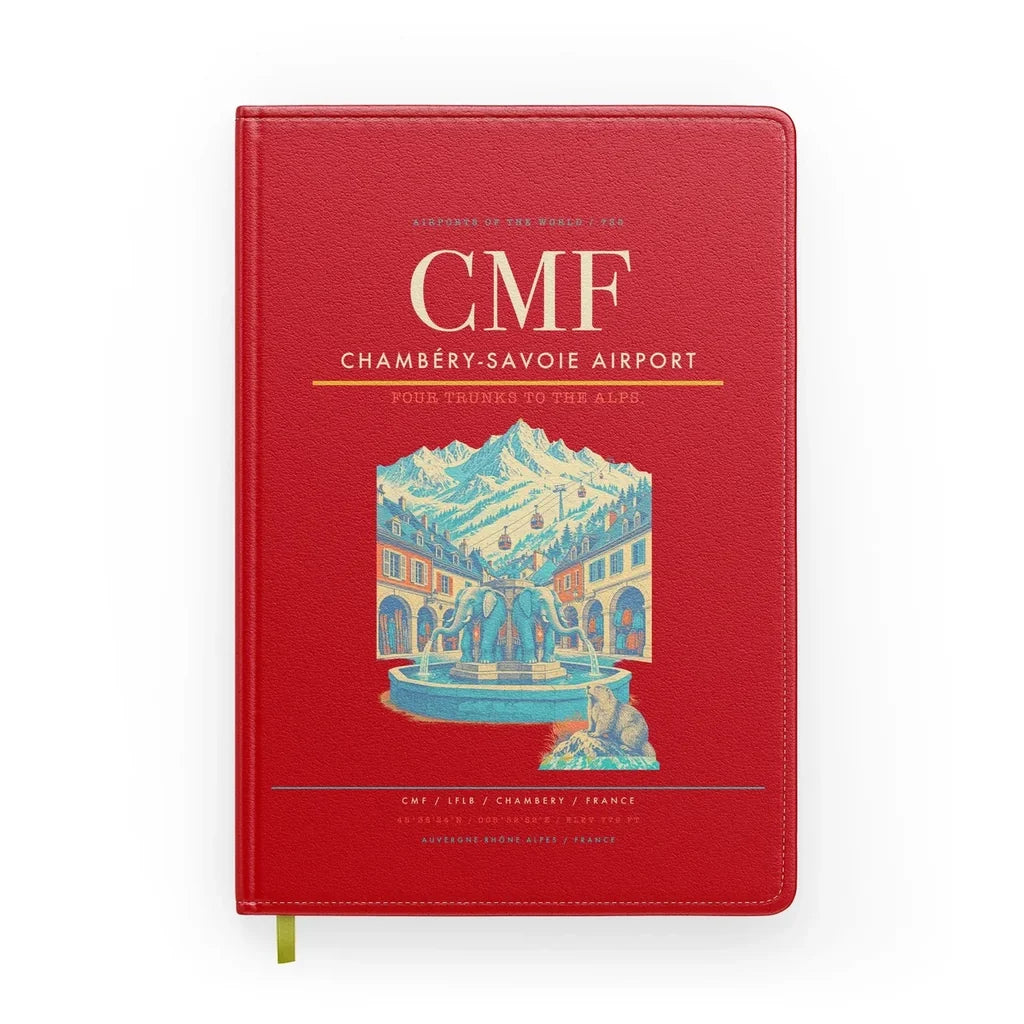 Chambéry-Savoie Airport (CMF) design on red notebook