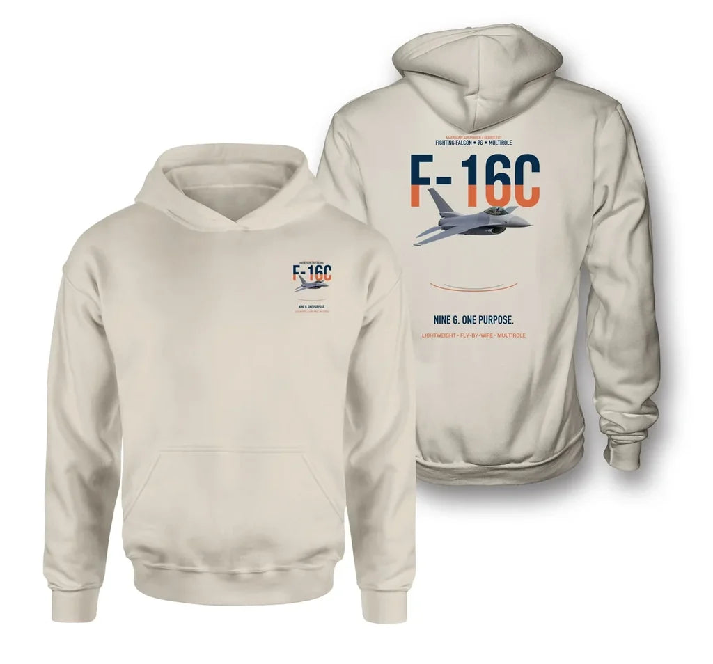 F-16C FIGHTING FALCON design on khaki hoodie