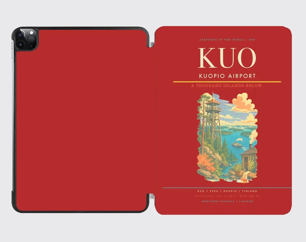 Kuopio Airport (KUO) design on red ipad tablet case