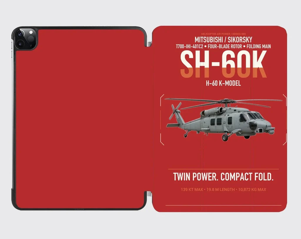 Mitsubishi Sikorsky SH-60K design on red ipad tablet case