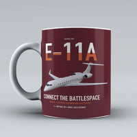 Thumbnail for E-11A BACN design on dark red ceramic mug, double-side print
