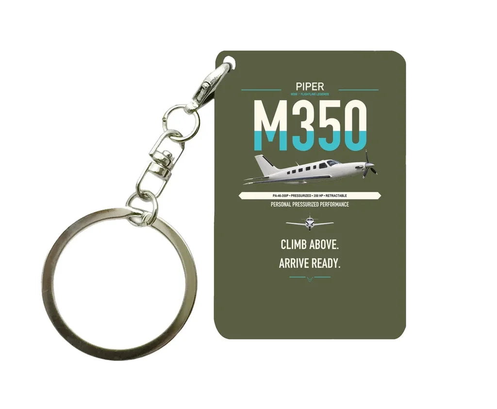 Piper M350 design on green army designed key chain, double-side print