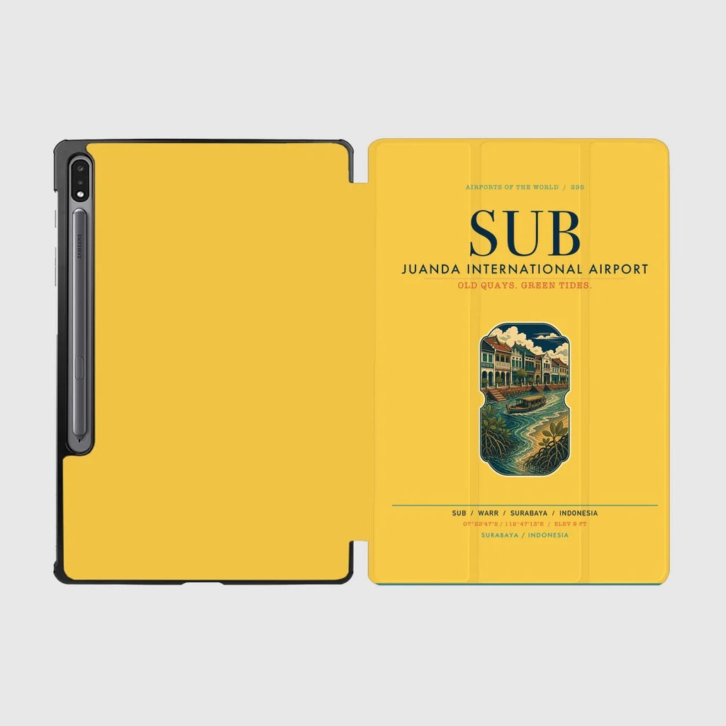 Juanda International Airport Surabaya (SUB) design on yellow samsung tablet tablet case