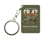 Thumbnail for Fiat CR.42 Falco design on green army designed key chain, double-side print