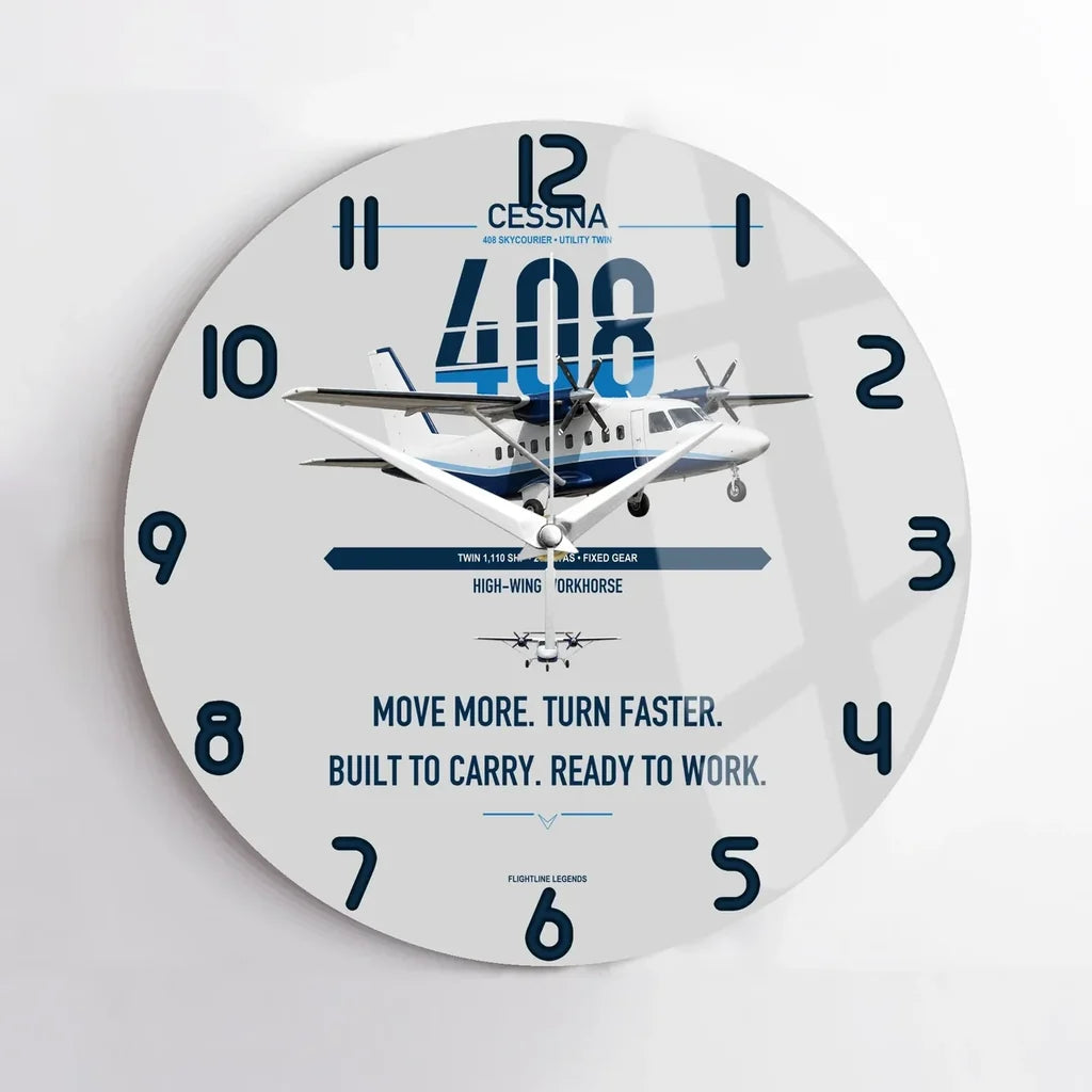 Cessna 408 SkyCourier design on light gray no frame wall clock