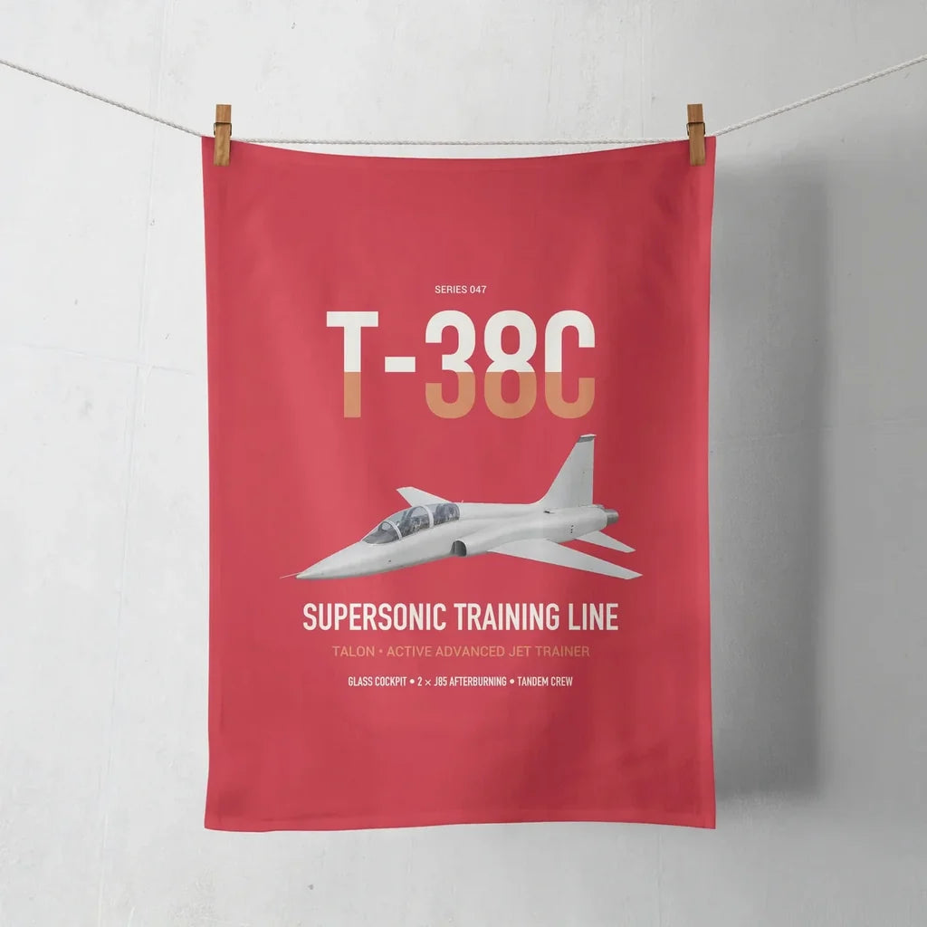 T-38C Talon design on red towel