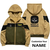 Thumbnail for Keep It Coordinated Zipped Hoodie - Colourful - Green / Khaki + Name (Customizable)