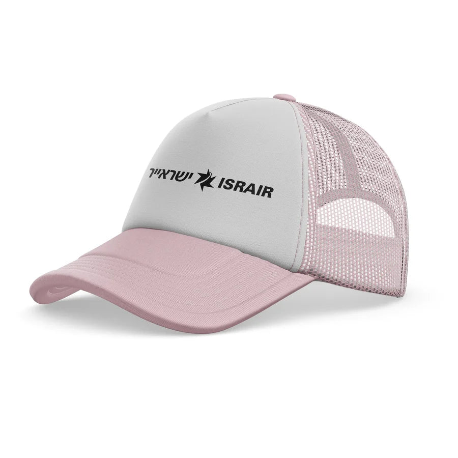 Israir Airlines aviation design printed on light pink trucker cap