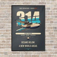 Thumbnail for Boeing 314 Clipper vertical canvas print - framed - gray background