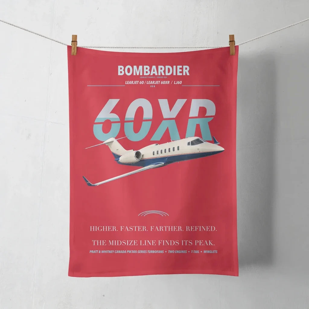 Bombardier Learjet 60XR design on red towel
