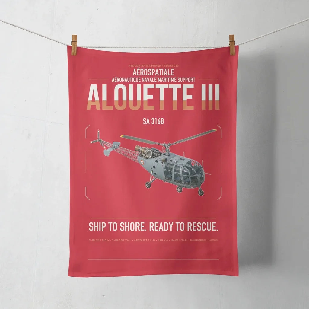 Aérospatiale SA 316B Alouette III design on red towel