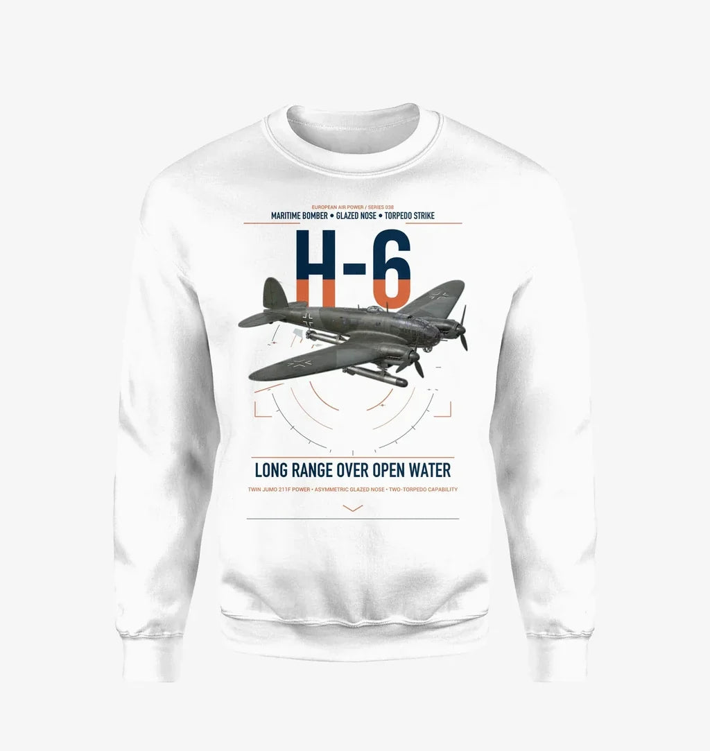 Heinkel He 111H-6 design on white sweatshirt