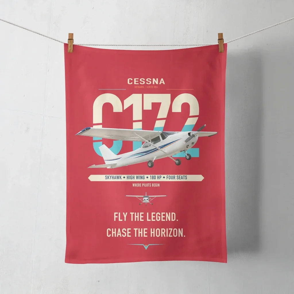 Cessna 172 Skyhawk design on red towel