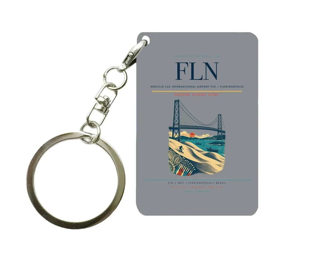 Hercilio Luz International Airport (FLN) design on gray key chain