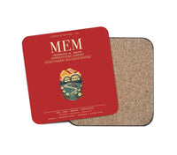 Thumbnail for Frederick W. Smith International Airport Memphis (MEM) design on red 1 piece coaster