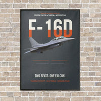 Thumbnail for F-16D Fighting Falcon Two Seats One Falcon vertical canvas print - framed - gray background