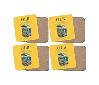 Thumbnail for Olbia Costa Smeralda Airport (OLB) design on yellow 4 pieces set coaster