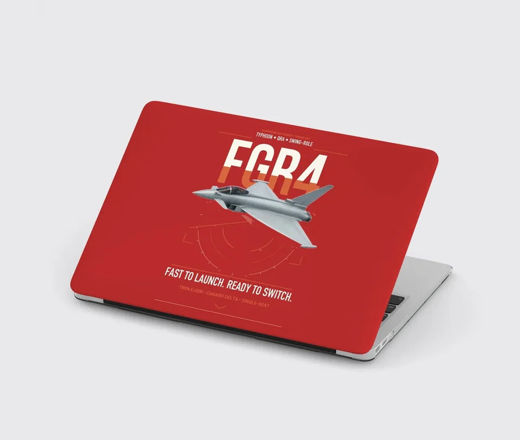 Eurofighter Typhoon FGR4 design on red MacBook case