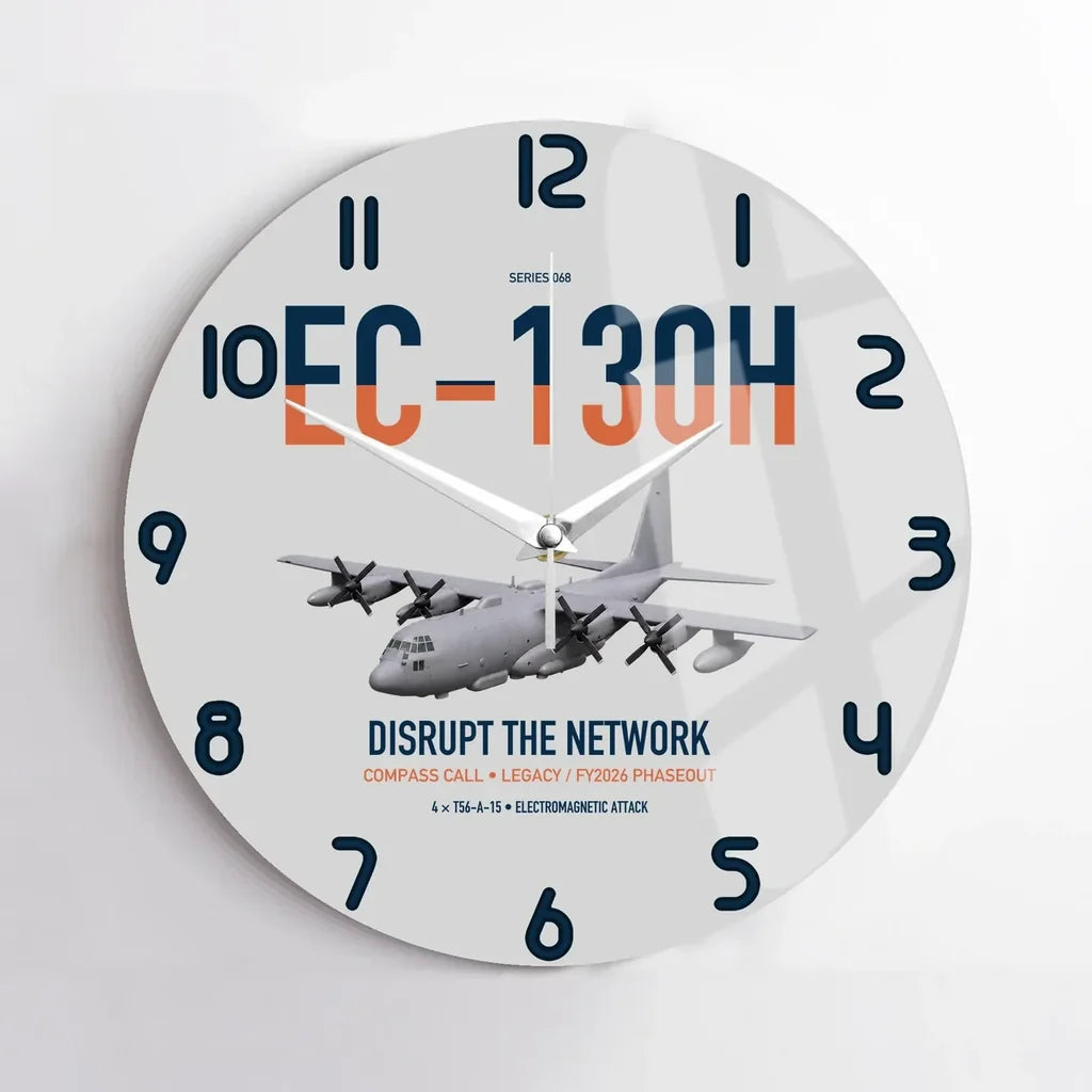 EC-130H Compass Call design on light gray no frame wall clock