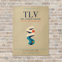 Thumbnail for Tel Aviv Ben Gurion Airport TLV vertical canvas print - no frame - beige background