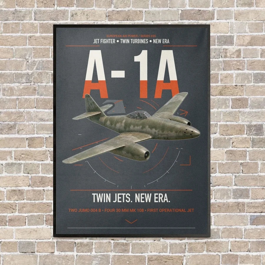 Messerschmitt Me 262A-1a vertical canvas print - framed - gray background