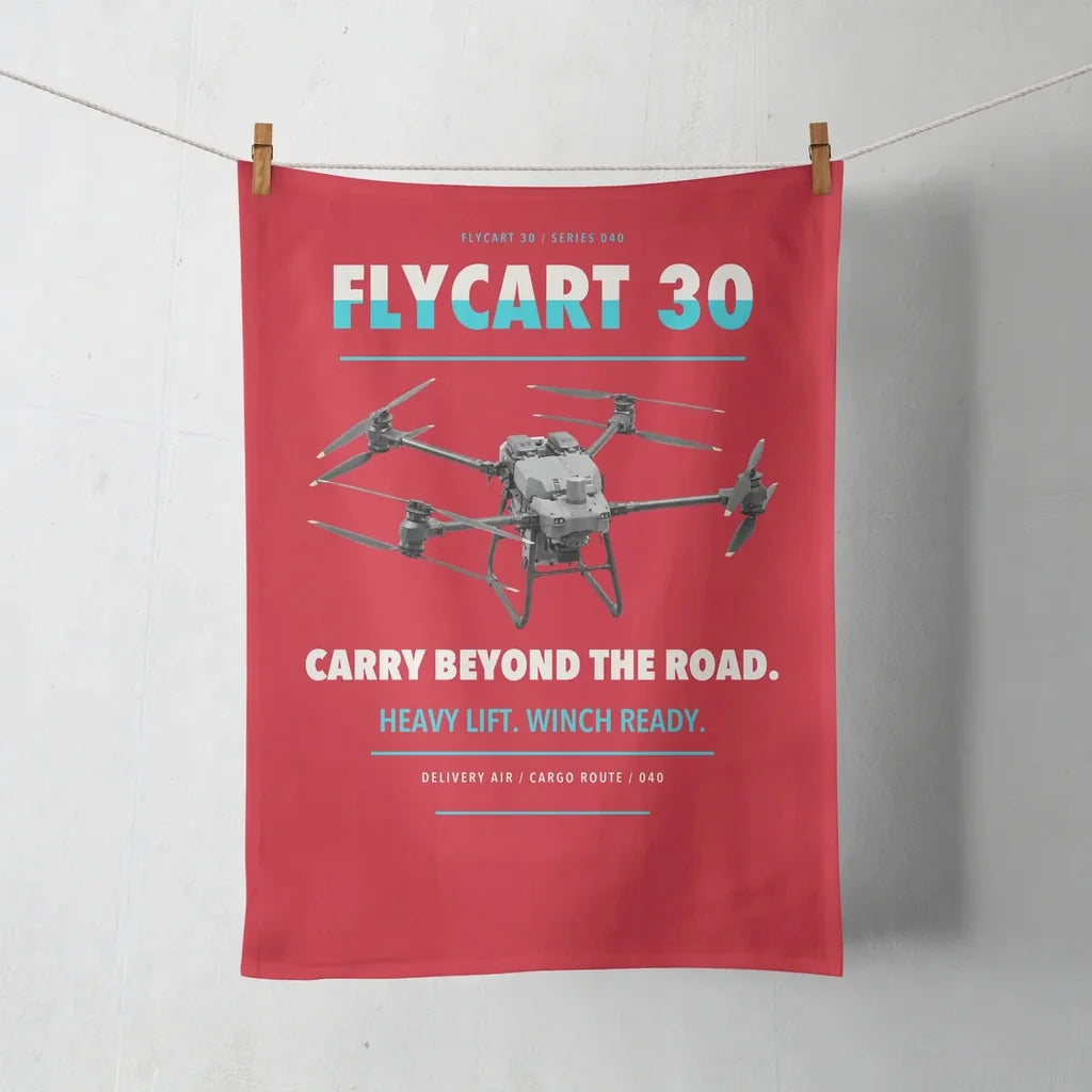 DJI FlyCart 30 design on red towel