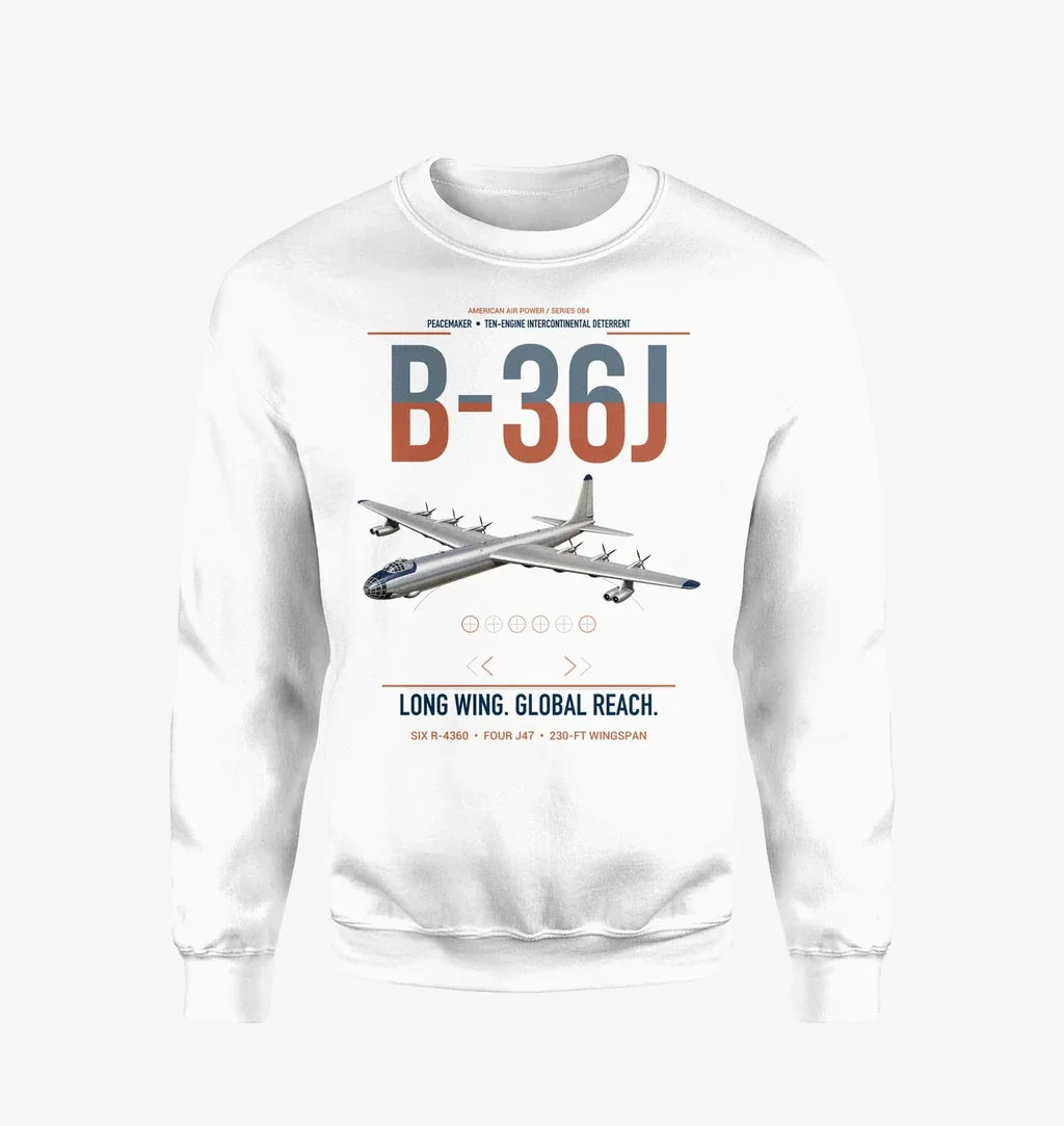 B-36J Peacemaker design on white sweatshirt