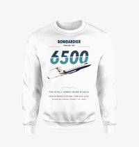 Thumbnail for Bombardier Global 6500 design on white sweatshirt