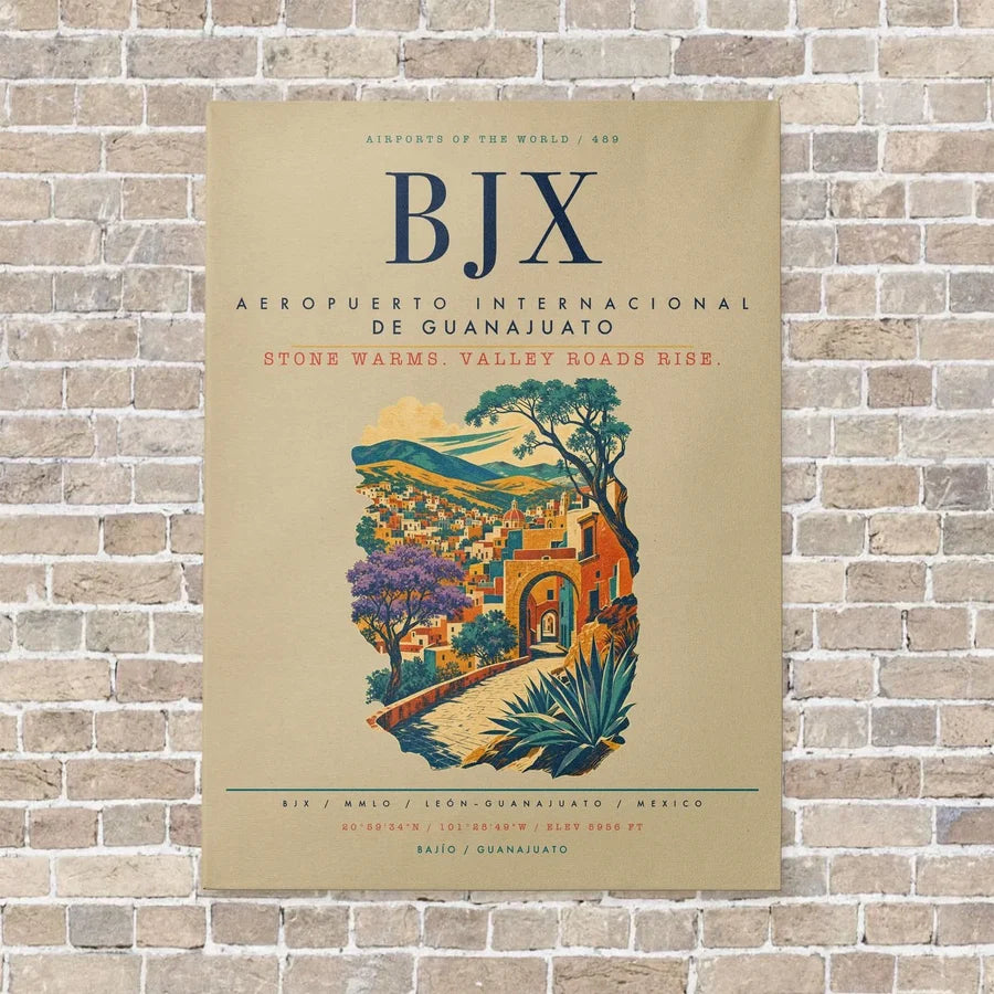 Aeropuerto Internacional de Guanajuato BJX vertical canvas print - no frame - beige background