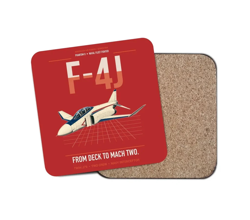 F-4J Phantom II design on red 1 piece coaster
