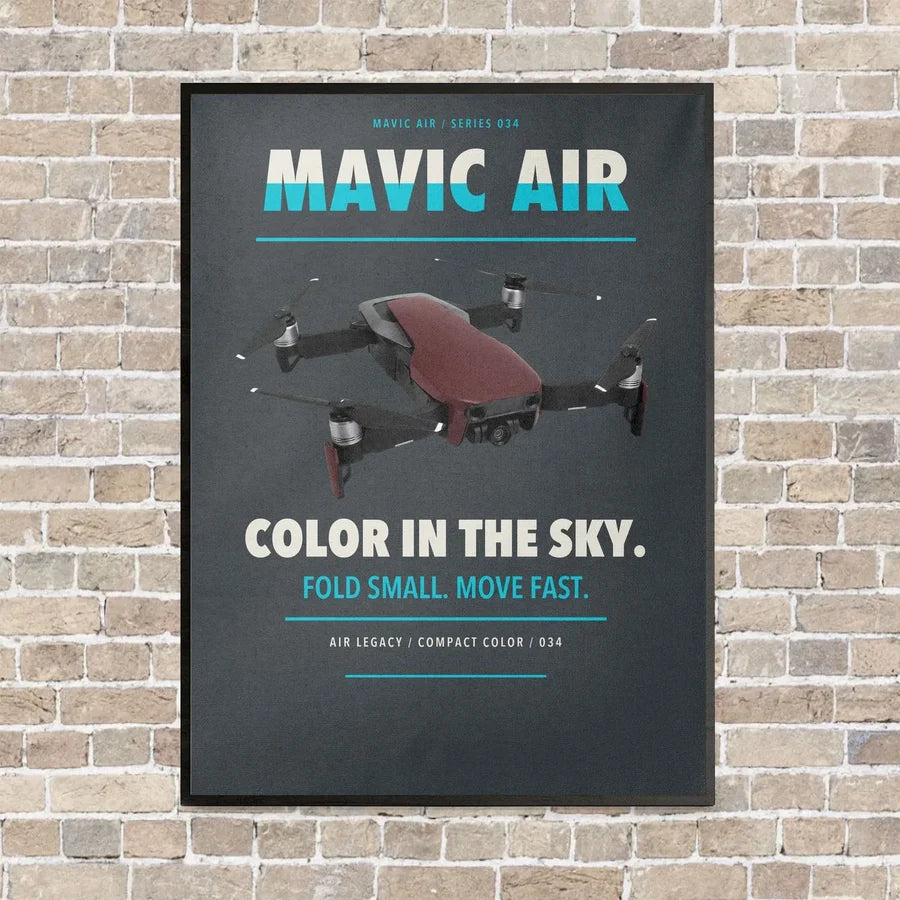 DJI Mavic Air vertical canvas print - framed - gray background