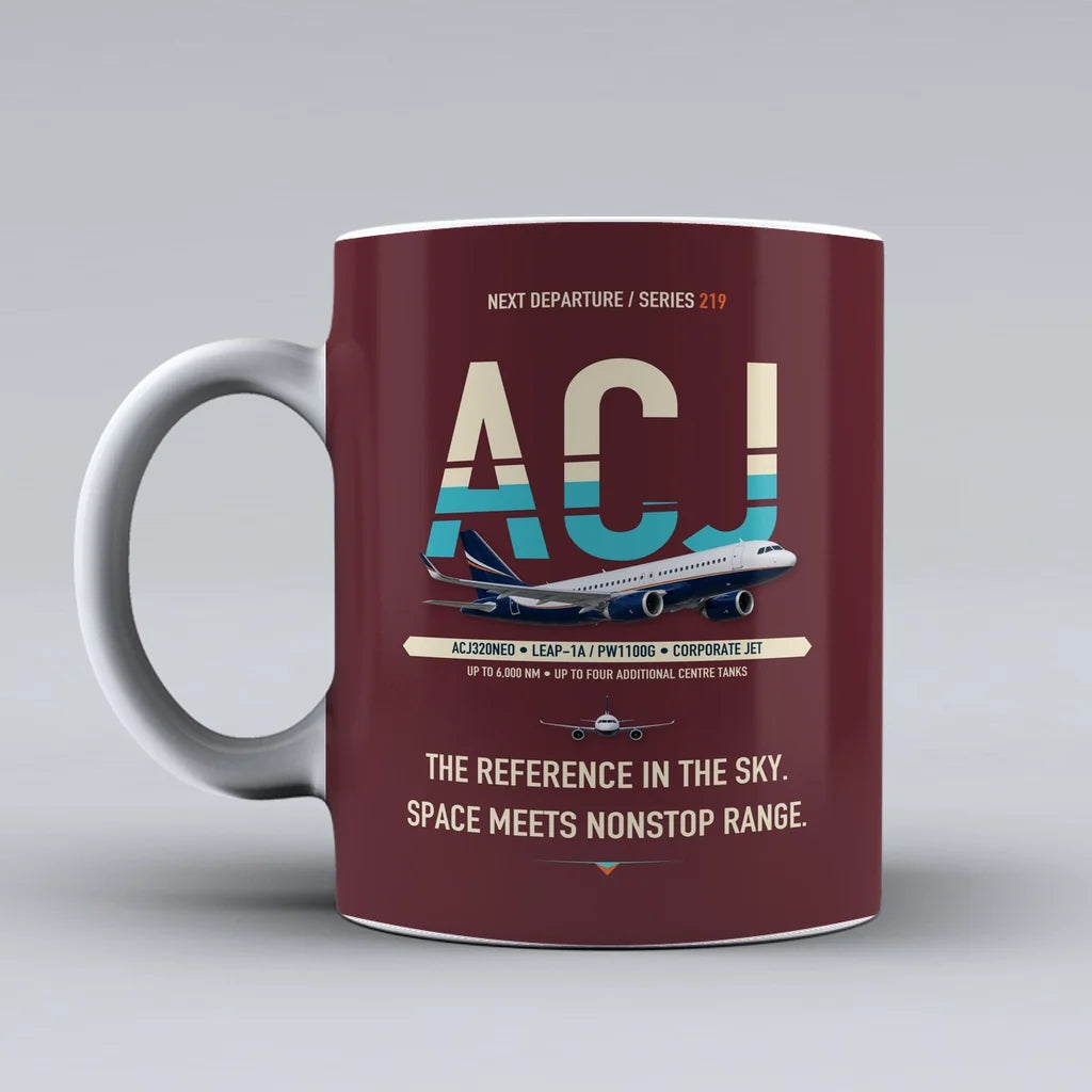 ACJ320neo Mug design on dark red airbus
