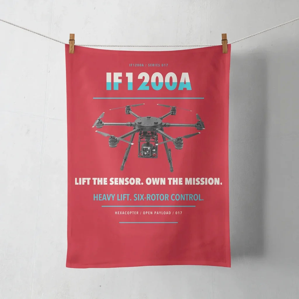 Inspired Flight IF1200A design on red towel