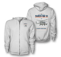 Thumbnail for HAL ALH Dhruv Mk III design on white premium zipped hoodie, double-side print
