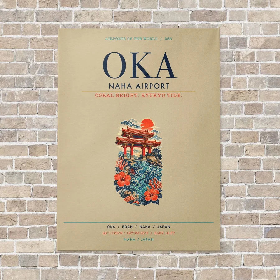 Naha Airport OKA vertical canvas print - no frame - beige background