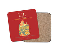 Thumbnail for Lille Airport (LIL) design on red 1 piece coaster